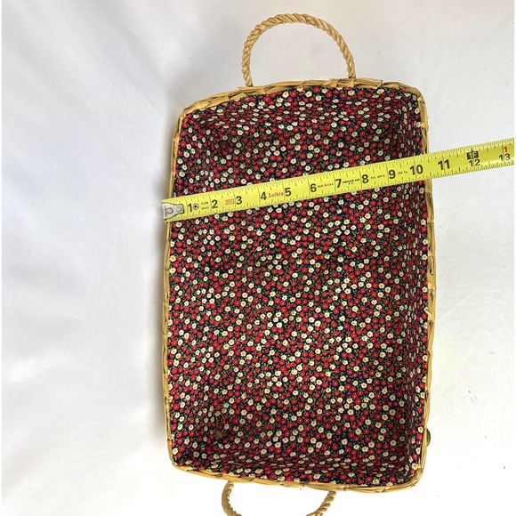 Vintage Floral Woven Basket Picnic Outdoor Entertaining Cheery Summer Theme - Picture 10 of 11